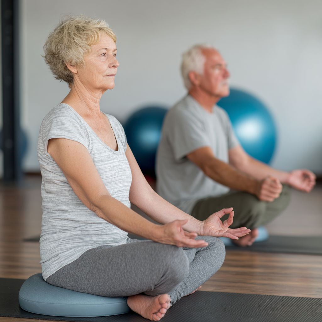 Older adults using yoga props and modifications in supportive practice environment
